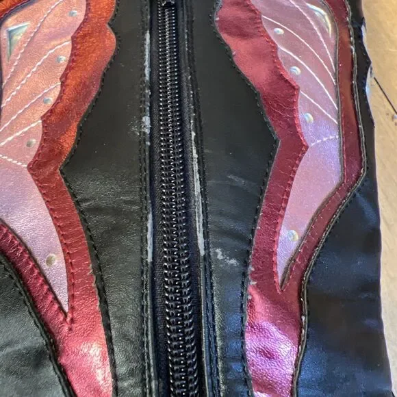 Current Mood Black Pink Shimmer Butterfly Cowboy Boots Size 6 - Picture 3 of 11